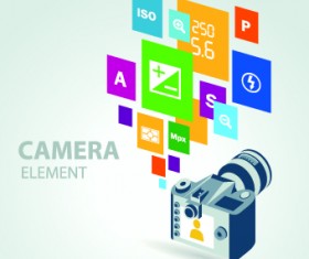 Camera with colorful background vector 05