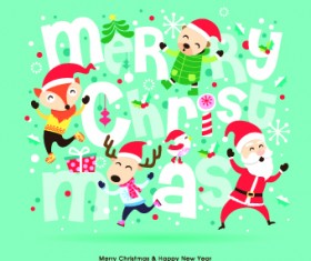Cartoon Christmas and New Year background vector