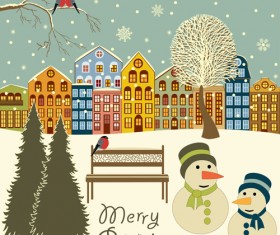 Cartoon christmas city design vector