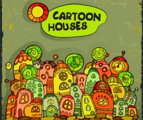 Funny cartoon houses design vector 01