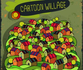 Funny cartoon houses design vector 04