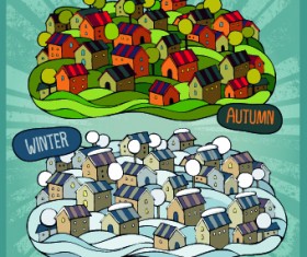 Funny cartoon houses design vector 05