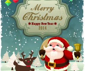 Vintage Cartoon santa background vector 01