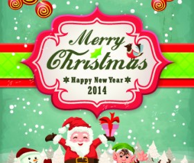 Vintage Cartoon santa background vector 03