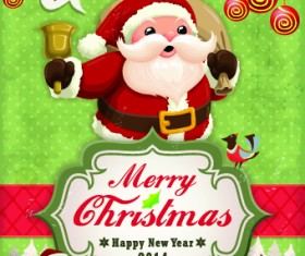 Vintage Cartoon santa background vector 04