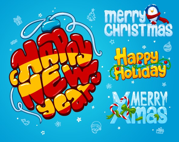 Cartoon style christmas and new year design vector