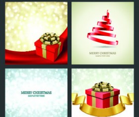 Christmas background 4 in 1 vector set 01