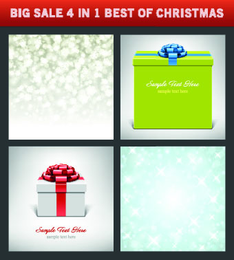 Christmas background 4 in 1 vector set 10