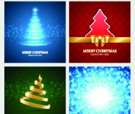 Christmas background 4 in 1 vector set 02