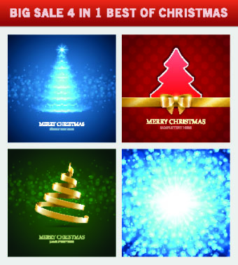 Christmas background 4 in 1 vector set 02