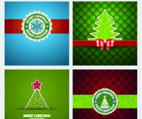 Christmas background 4 in 1 vector set 05