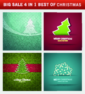 Christmas background 4 in 1 vector set 06