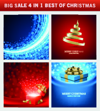 Christmas background 4 in 1 vector set 07