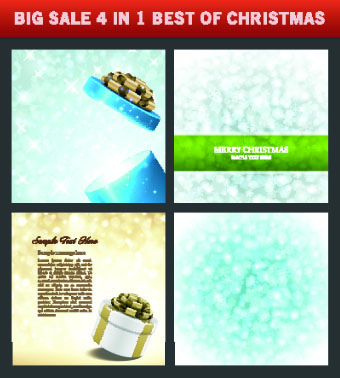 Christmas background 4 in 1 vector set 08