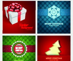 Christmas background 4 in 1 vector set 09