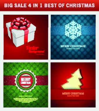 Christmas background 4 in 1 vector set 09