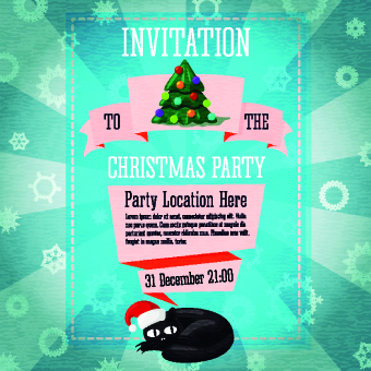Christmas Party Invitation cover creative vector 03