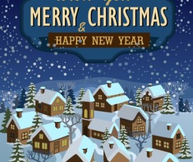 Christmas and New Year Town background vector 01