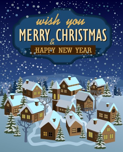 Christmas and New Year Town background vector 01