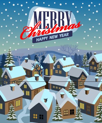 Christmas and New Year Town background vector 02