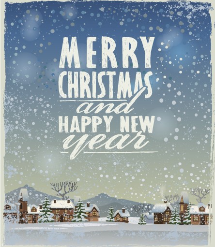 Christmas and New Year Town background vector 03