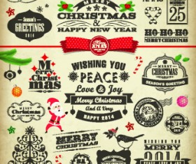 Christmas and New Year calligraphic elements vector