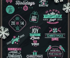 Christmas and winter labels vectors