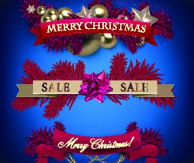 Christmas with New Year festival banner vector 01