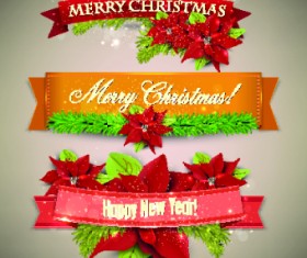 Christmas with New Year festival banner vector 02