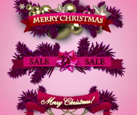 Christmas with New Year festival banner vector 03