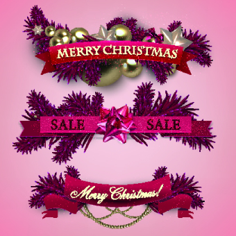 Christmas with New Year festival banner vector 03