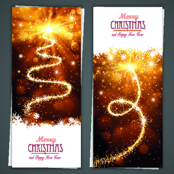 Shiny 2014 Merry Christmas banners design vector 01