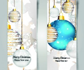 Shiny Christmas balls banner design vector 01