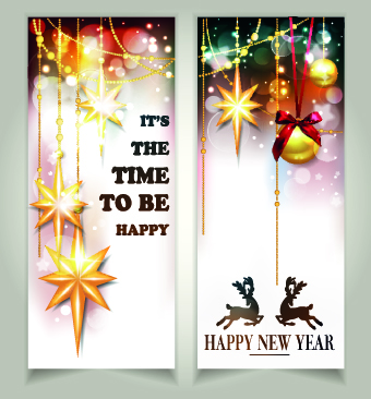 Shiny 2014 Merry Christmas banners design vector 04