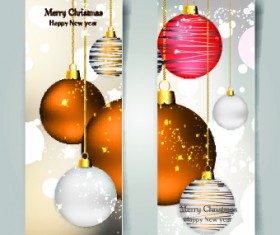 Shiny Christmas balls banner design vector 04