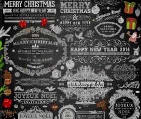 2014 Christmas black decoration and labels vector 05