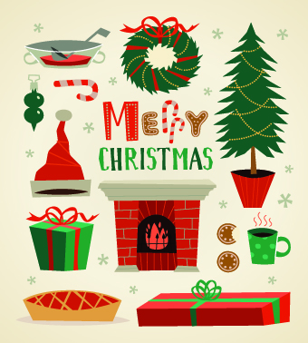 2014 Christmas cute ornaments elements vector 04