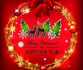 Christmas garland with baubles background vector 01