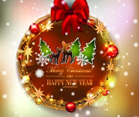 Christmas garland with baubles background vector 02