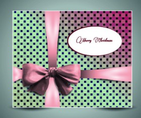 2014 Christmas bow greeting card vector set 01