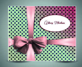 2014 Christmas bow greeting card vector set 01