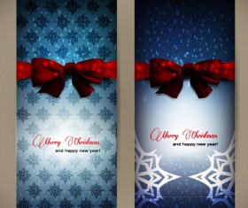 2014 Christmas bow greeting card vector set 03