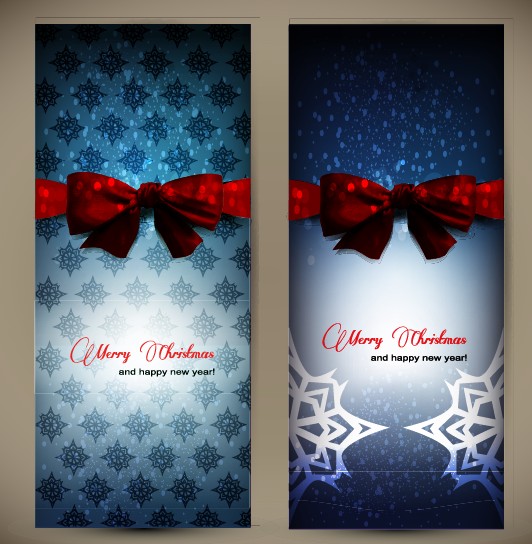 2014 Christmas bow greeting card vector set 03