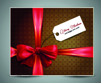 2014 Christmas bow greeting card vector set 05