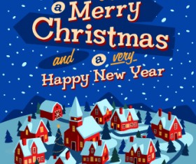 Christmas houses winter vector background 01