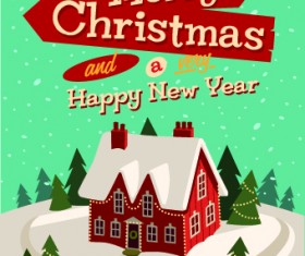 Christmas houses winter vector background 02