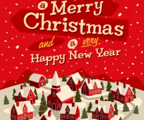 Christmas houses winter vector background 03