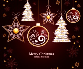 Christmas luxury decor elements vector background 05