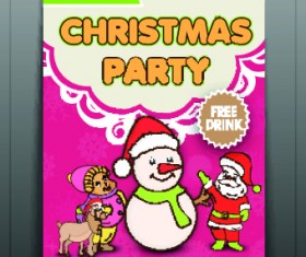 Christmas party flyer vector template 05