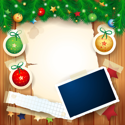 Christmas photo frame background vector 02